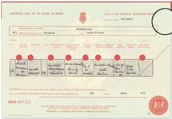 UK Birth Certificate Example 3