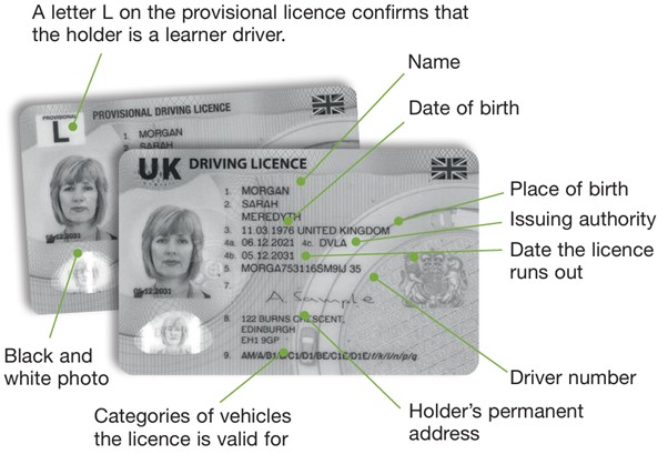 UK driving licence example